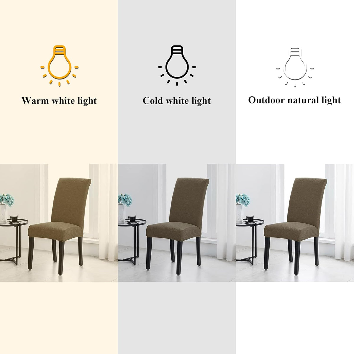 Joccun Chair Covers for Dining Room Set of 2, Dining Chair Slipcovers Stretch Dining Room Chair Covers Seat Protector,Washable Parsons Chair Cover for Home,Hotel,Banquet(Fossil,2 Pack)