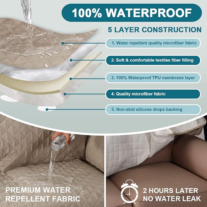Turquoize 100% Waterproof Sofa Covers Chair Cover Slipcover Couch Protector - Image 3