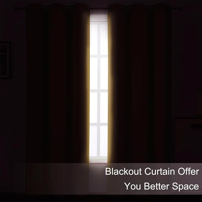 Blackout Curtains 52 x 84 inches Long Mustard Yellow Curtains Set of 2 Panels - Image 3