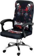 Halloween Office Chair CoversHorror Bloody Handprints Footprints on White Horror Theme Print Stretchable Slipcover for Modern Simplism Style High Back Boss Chair(No Chair) (Halloween08, L)…