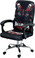 Halloween Office Chair CoversHorror Bloody Handprints Footprints on White Horror Theme Print Stretchable Slipcover for Modern Simplism Style High Back Boss Chair(No Chair) (Halloween08, L)…