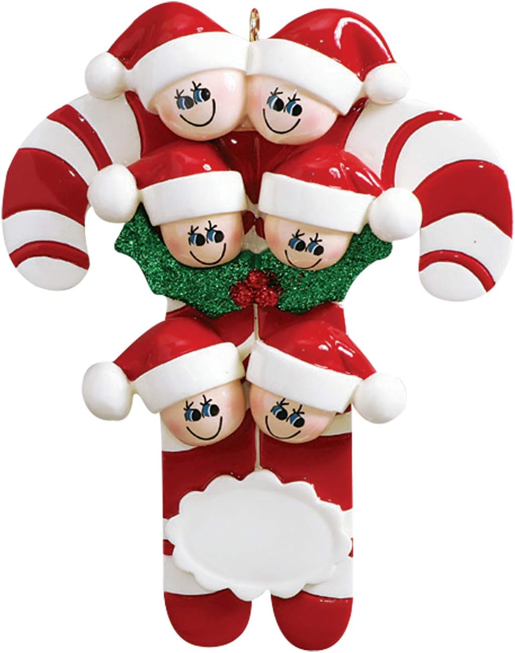 Candy Cane Family of 6 Ornament 2025 Personalized Family Christmas Ornaments 2025 | Holiday Keepsake Holly Berries Personalized Tree Ornaments for Grandchildren, Siblings & Grandkids of Six Ornament