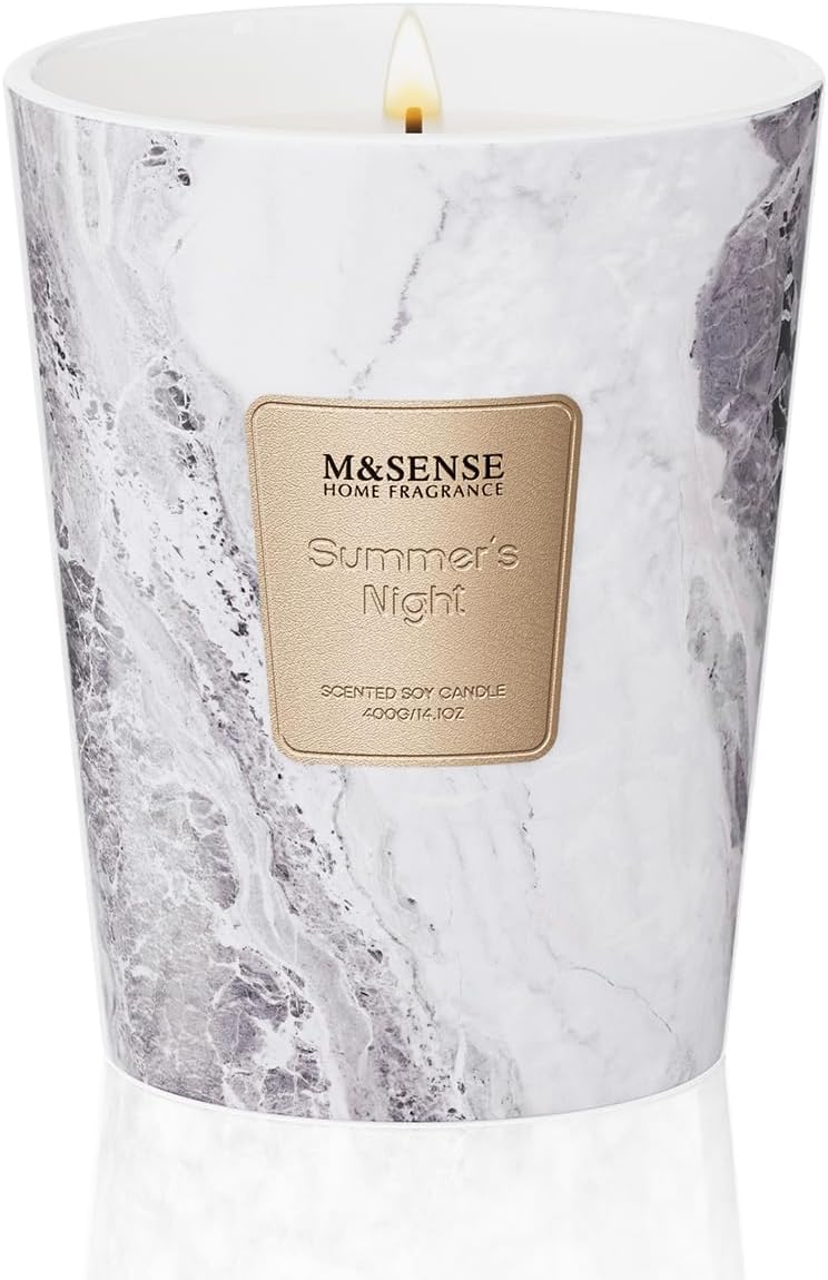 M&SENSE Summer Night Scented Candles for Home, Lead-Free Wick Highly Scented Jar Candles, 14.1 Oz 80 Hours Lasting Burning Candles Gifts for Women, Relaxing Aromatherapy Candle for Stress Relief