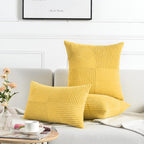 Fancy Homi 2 Packs Yellow Long Lumbar Decorative Throw Pillow Covers 12x24 Inch for Couch Bed Sofa, Rustic Farmhouse Boho Home Decor, Soft Striped Corduroy Rectangle Accent Cushion Case 30x60 cm