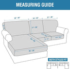 H.VERSAILTEX Sectional Couch Covers 3 Pieces Sofa Seat Cushion Covers L Shape - Image 3