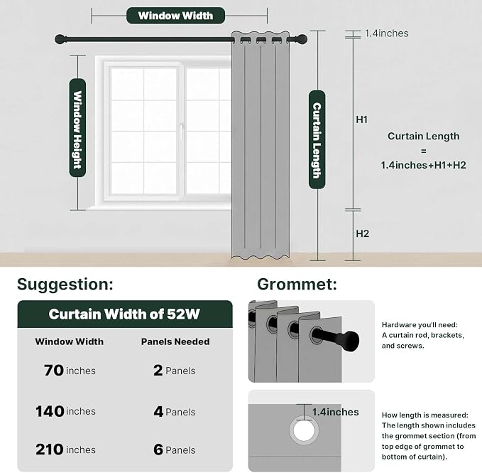 H.VERSAILTEX Linen Sheer Curtains 72 Pair Set Linen Textured Semi-Sheer - Image 8