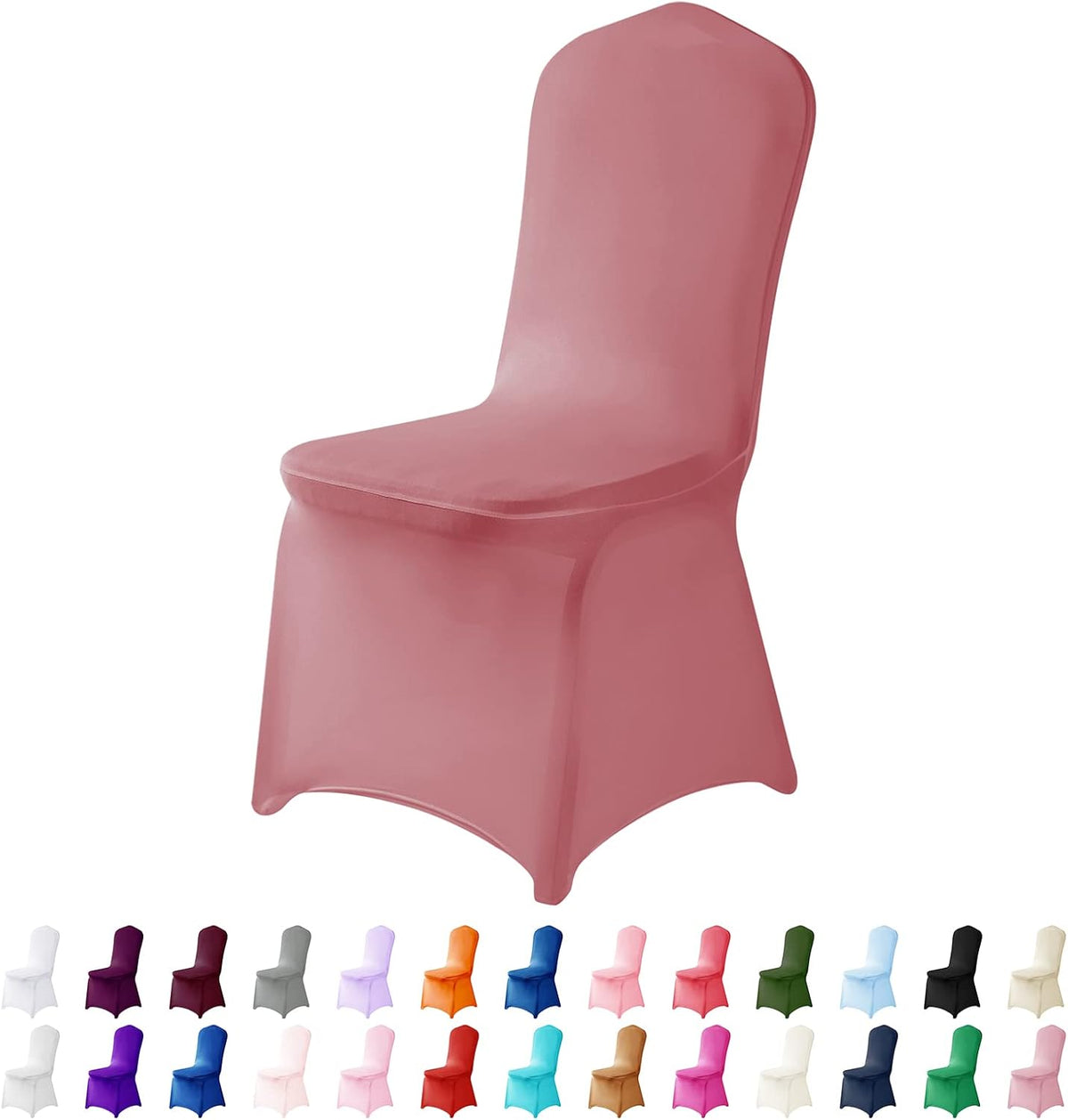 Spandex Chair Covers, 25PCS, Washable Protector for Living Room, Party, Banquet, Wedding, Hotel (Dusty Pink)