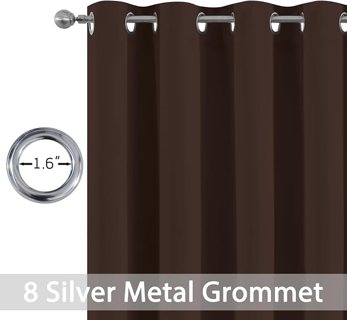 Yakamok Room Darkening Curtains 52x96 inch Long Chocolate Brown-Bedroom | 2 - Image 4