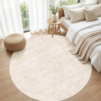 Round Area Rug Living Room: 8ft Neutral Washable Carpet Rug Beige | Vintage - Image 4