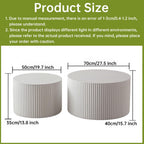 Round Nesting Coffee Table Set of 2 Small Round Coffee Tables for Living Room Modern Fluted Coffee Table Circular End Table Side Table for Small Spaces No Assembly (White B, 27 in)