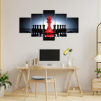 iHAPPYWALL Large 5 Pieces Modern Black And Red King And Knight Chess Pictures Print Canvas Wall Art for Home Chess Game RoomLiving Room Decor Ready To Hang