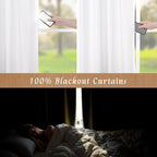 White 100% Blackout Linen Curtains 84 Inches Long - Image 3