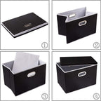 PRANDOM Large Foldable Storage Boxes with Lids [3-Pack] Fabric Collapsible Storage Bins Organizer Containers Baskets Cube with Cover for Home Bedroom Closet Office Nursery Black(17.7x11.8x11.8)