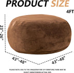 4FT Large Bean Bag Chairs,Big Adult Size Memory Foam Beanbags with Filler Included,Machine Washable Corduroy Cover,Soft Plush Gaming Bing Bag Puff Chair for Dorm, Living Room & Bedroom (Coffee Color)