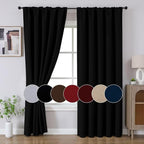 Joydeco 84 Inch Black Curtains 2 Panels Set, Room Darkening Drapes - Image 9
