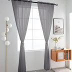 SpaceDresser Grey Sheer Curtains 4 Panels Rod Pocket Semi-Sheer Curtain 72 - Image 3