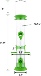 Bird Feeder Premium Hard Plastic for Wild Bird Feeders for Outdoors, Tube Bird Feeders for Outdoors Hanging,14 Inch 6 Port Lawn,Pack of 1