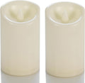 CANDLE CHOICE Waterproof Outdoor Battery Operated Flameless Candles with Timer Flickering Plastic Resin Electric LED Pillar Lights for Lantern Patio Garden Wedding Party Decorations 3x5 Inches 2 Pack