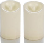 CANDLE CHOICE Waterproof Outdoor Battery Operated Flameless Candles with Timer Flickering Plastic Resin Electric LED Pillar Lights for Lantern Patio Garden Wedding Party Decorations 3x5 Inches 2 Pack