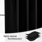 MIULEE Black Back Tab Blackout Curtains 52x54 Inch Length 2 Panels Set | Rod - Image 7