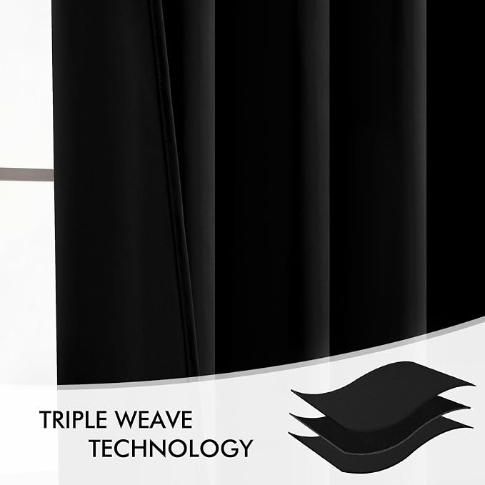 MIULEE Black Back Tab Blackout Curtains 52x98 Inch Length 2 Panels Set | Rod - Image 7