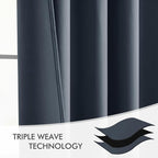 MIULEE Stone Blue Back Tab Blackout Curtains 52x120 Inch Long 2 Panels Set | - Image 7