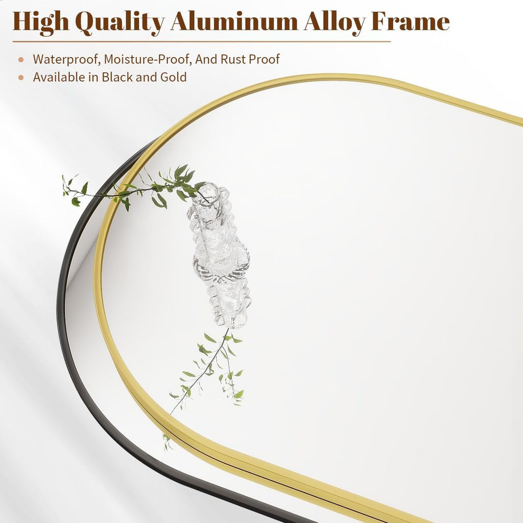 BEAUTYPEAK 36"x48" Arch Bathroom Mirror, Wall Mounted Vanity Metal Frame Mirror for Bedroom, Entryway, Living Room, Gold