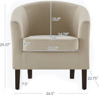 BELLEZE Accent Barrel Chair, Set of 2 Faux Leather Round Club Tub Sofa Corner Chair with Flared Legs and Cozy Soft Padding for Living Room Bedroom Waiting Room - Beige