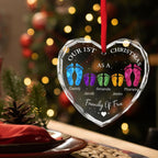 First Christmas As A Family - Personalized Custom Glass Ornament for Family of 6 People and Pets, 1st Xmas Family Ornament 2025 Baby's First Christmas