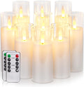 Homemory Pure White Acrylic Flameless LED Candles, Battery Operated With Remote Control and Timer, Electric Fake Candles for Wedding, Home Decor, Set of 9