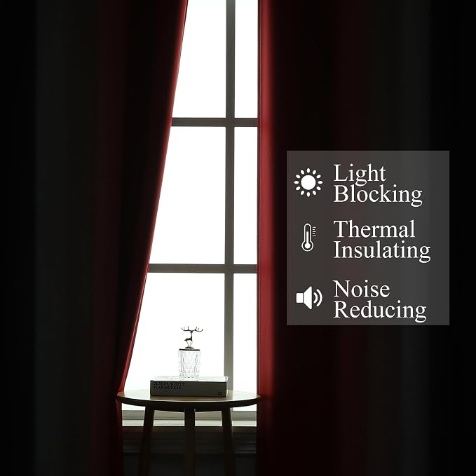 Red and Black Ombre Blackout Bedroom Curtains 45 Inch Long | Room Darkening - Image 3