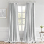 MIULEE Greyish White Back Tab Blackout Curtains 52x120 Inch Long 2 Panels | Rod - Image 9