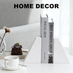 Marble Bookends for Heavy Books, Decorative Book Ends for Shelves, White Stone Durable and Heavy-Duty Book Ends for Hardback Books & CDS, Unique Book Stopper & Holder, Set of 2