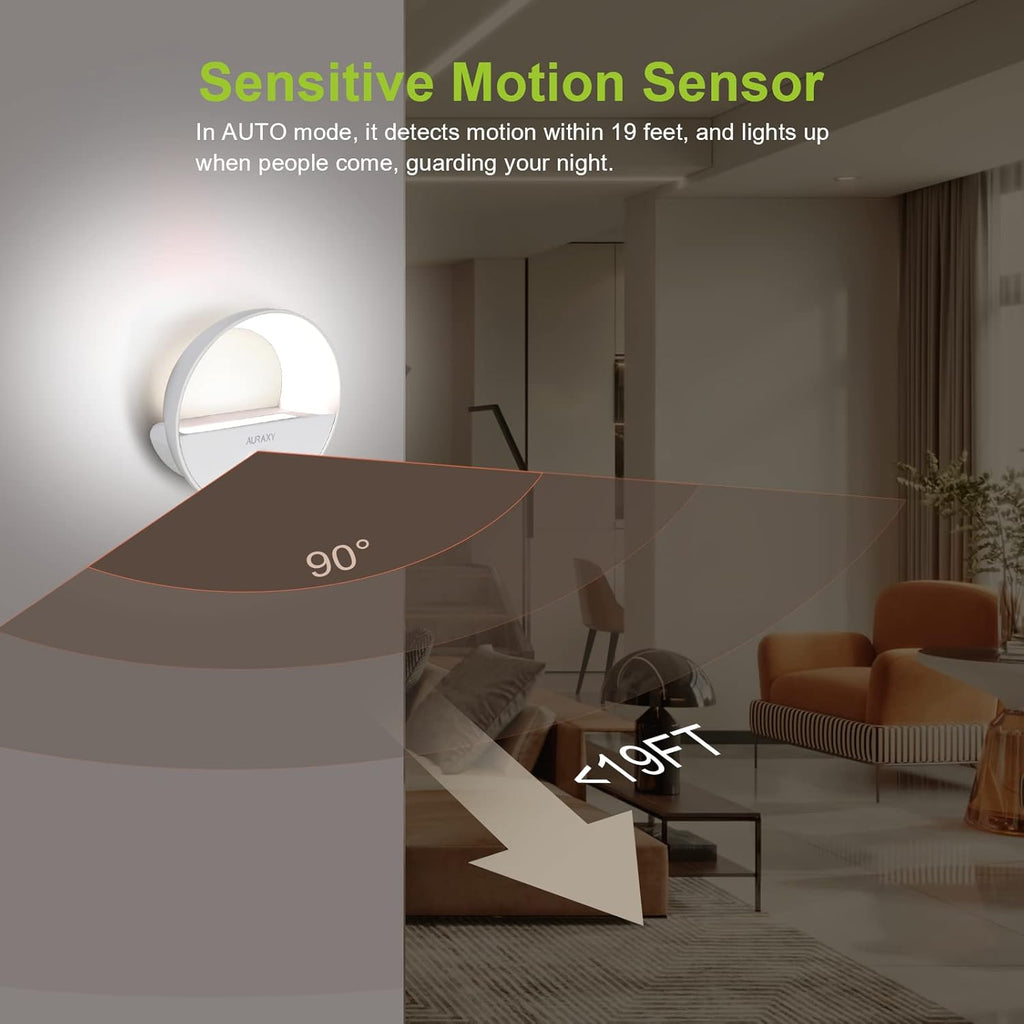 Rechargeable Motion Sensor Night Light, Battery Night Lights LED Cool White Magnetic Stick-on Motion Sensored Hallway Light, with Dusk to Dawn Sensor for Stair, Wall, Bedroom, Bathroom(1 Pack)