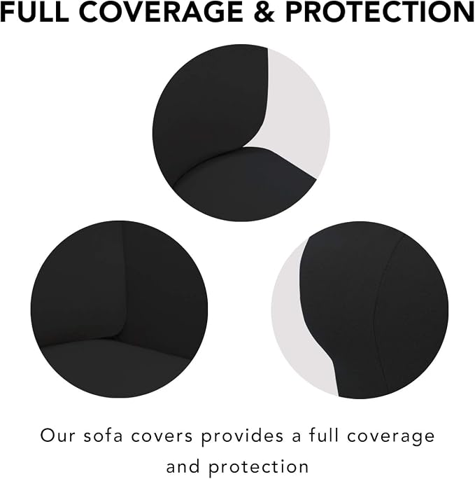 PureFit Stretch Oversized Couch Covers Fleece Sofa Slipcovers Black | 1-Piece - Image 3
