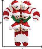 Candy Cane Family of 6 Ornament 2025 Personalized Family Christmas Ornaments 2025 | Holiday Keepsake Holly Berries Personalized Tree Ornaments for Grandchildren, Siblings & Grandkids of Six Ornament
