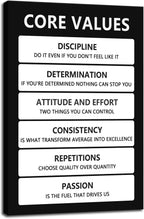 Core Values Motivational Wall Art Inspirational Poster Inspiring Canvas Prints Artwork for Office Living Room Modern Home Decor Painting Pictures Stretched and Framed Ready to Hang [12''Wx 18''H]