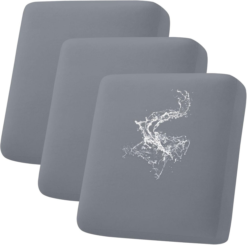 hyha Waterproof Couch Cushion Covers, Stretch Sofa Couch Seat Slipcover for Dog Washable, Non-Slip Waterproof Outdoor Cushion Covers for Patio Furniture Replacement (3 Pieces, Dark Grey)
