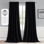 MIULEE Black Back Tab Blackout Curtains 52x94 Inch Long 2 Panels Set | Rod by MIULEE