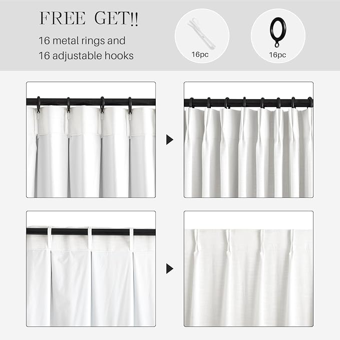 AUSSPVOCT Pinch Pleated 95 Inch Linen Curtains 100% Blackout - Image 7