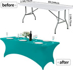 Spandex Table Cover for 8FT or 4ft or 6ft Table Universal Fitted Stretch Tablecloth for Party, Banquet, Wedding and Events-Turquoise