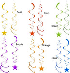 Rainbow Party Star Swirl Decorations, Rainbow Foil Ceiling Hanging Swirl Decorations with Star, Whirls Decorations for Party, Pack of 36