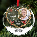 Personalized Angel Ornament for Loss of Loved Ones – an Angel Watching Over Me, Custom Photo Glass Keepsake for Family, Friends, Memorial Ornaments for Deceased