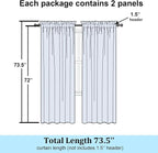 Simplebrand Cream Sheer Curtains 72 Inches Long 2 Panels - Image 8
