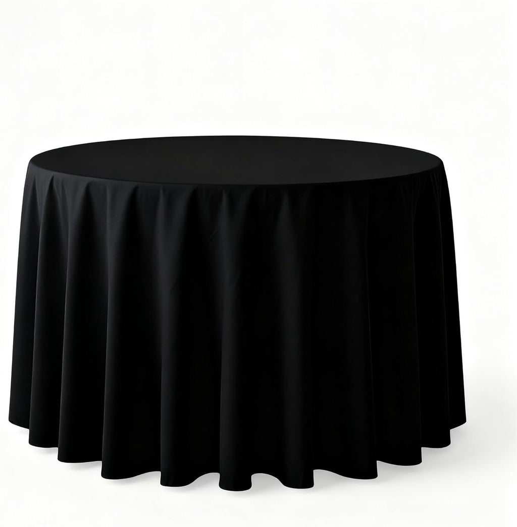 Surmente Black Tablecloth for Round Tables, 120-inch Round Table Cloths for Weddings, Banquets, or Restaurants