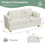 Sofa, 63” Comfy Loveseat Sofa Couch with Deep Seats, Couch for Living Room, Modern Sleeper Sofa, Beige Chenille