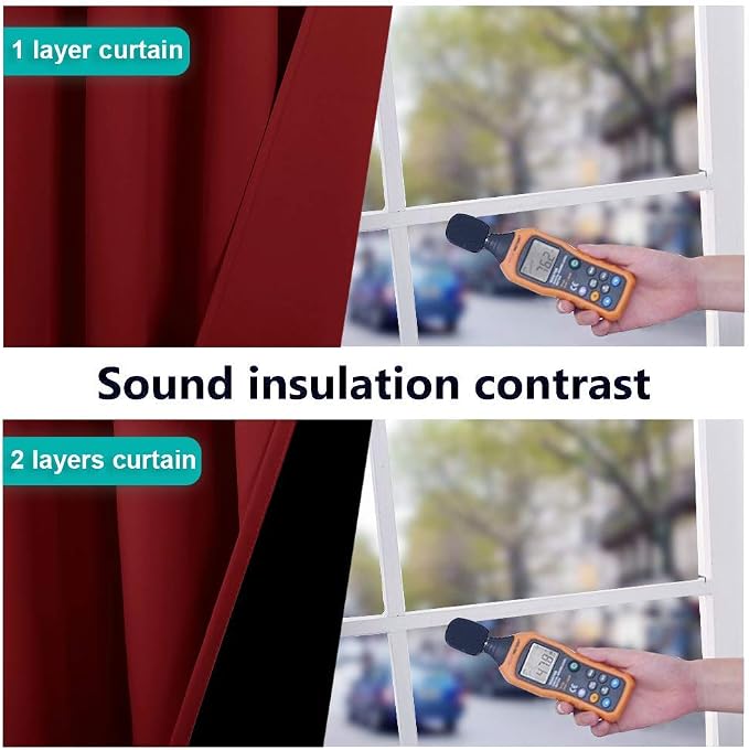 NICETOWN 100% Blackout Panels, Thermal Insulated Black Liner Curtains - Image 4
