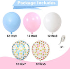Pink and Blue Balloons 12 Inch Pastel Light Baby Blue Pink White Party Balloon with Confetti Latex Balloons for Gender Reveal Boy or Girl Princess Birthday Bridal Baby Shower Party Decorations
