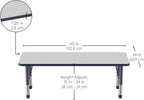 Factory Direct Partners FDP Rectangle Activity School and Classroom Kids Table (24 x 60 inch), Chunky Toddler Legs, Adjustable Height 15-24 inches - Gray Top and Navy Edge
