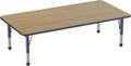 FDP Rectangle (36 x 72 inch) Classroom Table with Adjustable Chunky Toddler Legs (15-24 in); Preschool, Kinder and Daycare Furniture - Pasadena Oak Top/Navy Edge and Legs